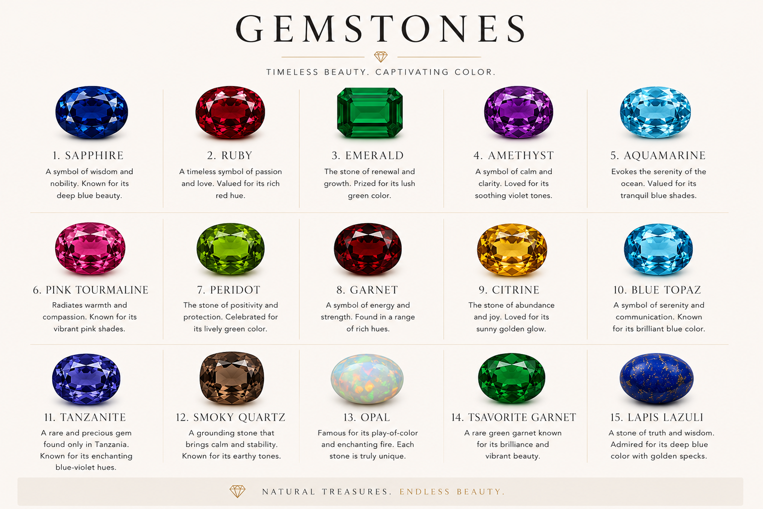 Precious gemstones offered by Maison Facelis